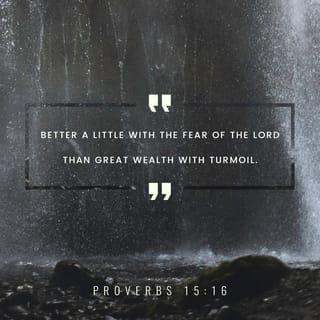 Proverbs 15:16 - Better is a little with the fear of the LORD
Than great treasure and turmoil with it.